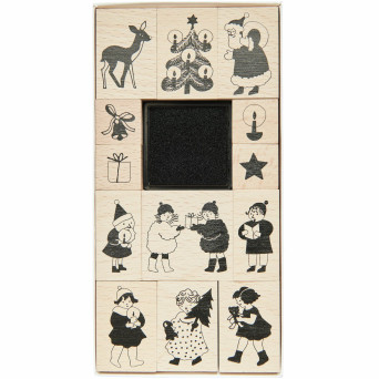 Zestaw stempli drewnianych Christmas Kids - Paper Poetry - 13 szt.