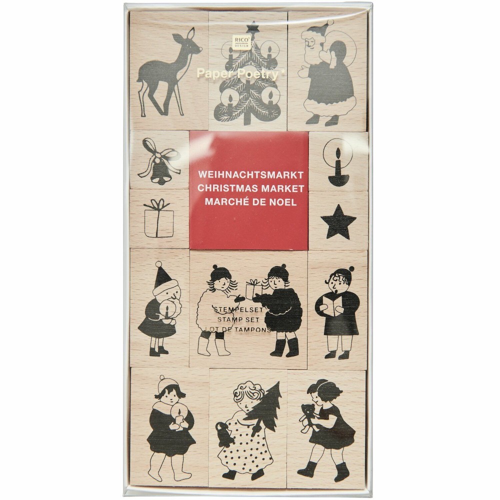 Zestaw stempli drewnianych Christmas Kids - Paper Poetry - 13 szt.