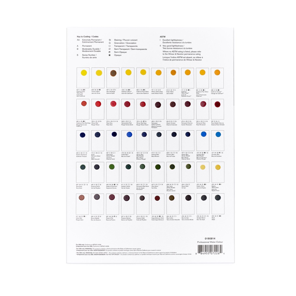 Próbnik farb Dot Card Professional Watercolour - Winsor & Newton - 109 kolorów