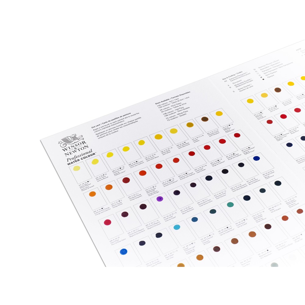 Próbnik farb Dot Card Professional Watercolour - Winsor & Newton - 109 kolorów