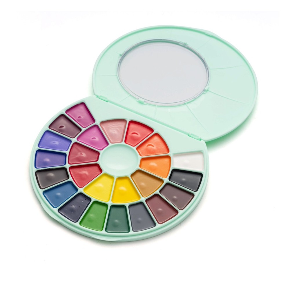 Set of Semi-Moist watercolors - HIMI - Green 24 pcs.
