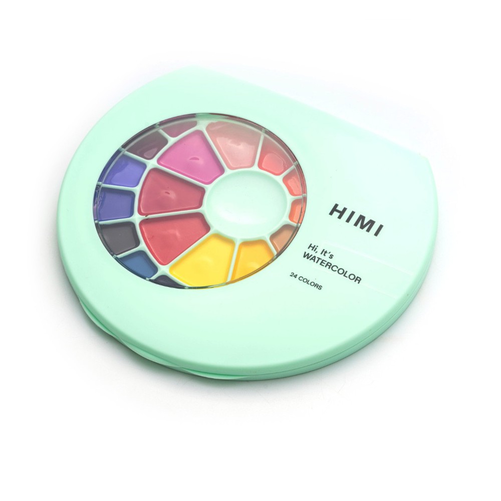 Set of Semi-Moist watercolors - HIMI - Green 24 pcs.