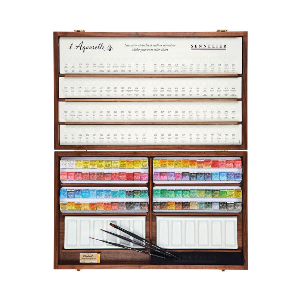 Set of l'Aquarelle watercolor half-pans - Sennelier - 96 pcs.