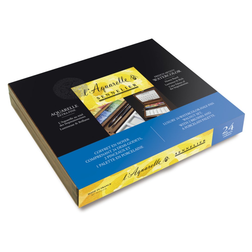Set of l'Aquarelle watercolor half-pans - Sennelier - 24 pcs.