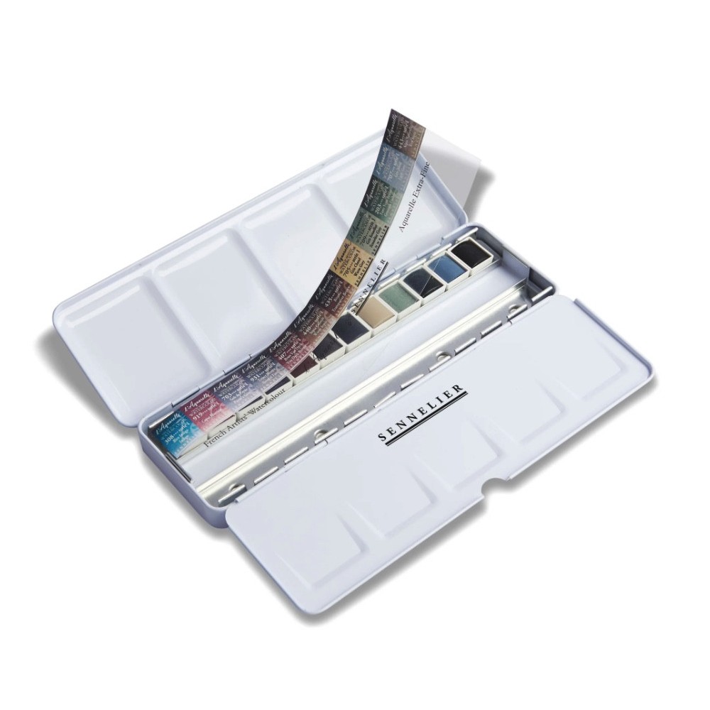 Set of l'Aquarelle watercolor half-pans Neutral - Sennelier - 12 pcs.