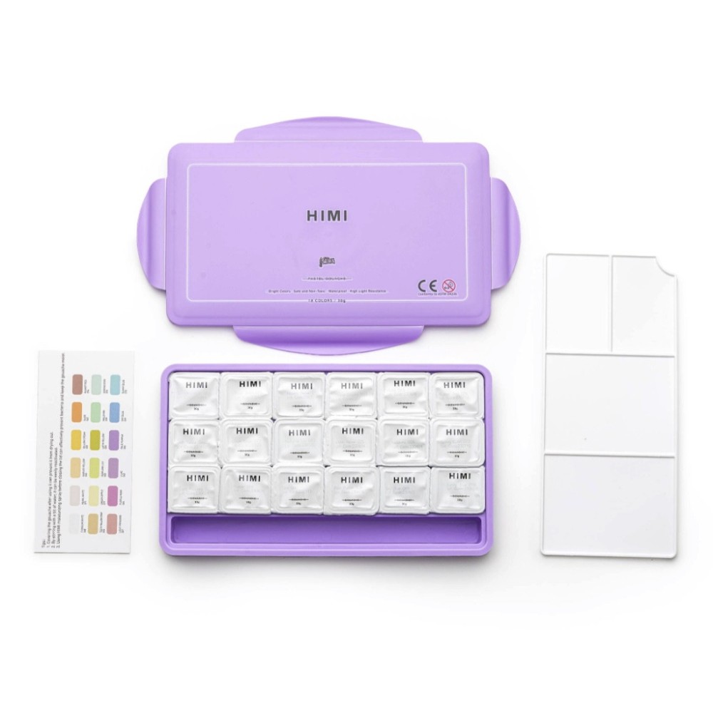 Set of Jelly Cup Pastel Gouache - HIMI - Purple 18 pcs. x 30 g