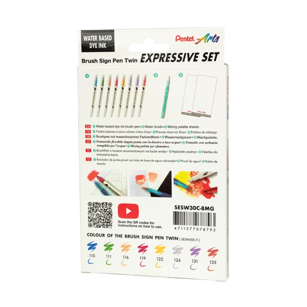 Zestaw pisaków Brush Sign Pen Twin Manga - Pentel - 8 szt.