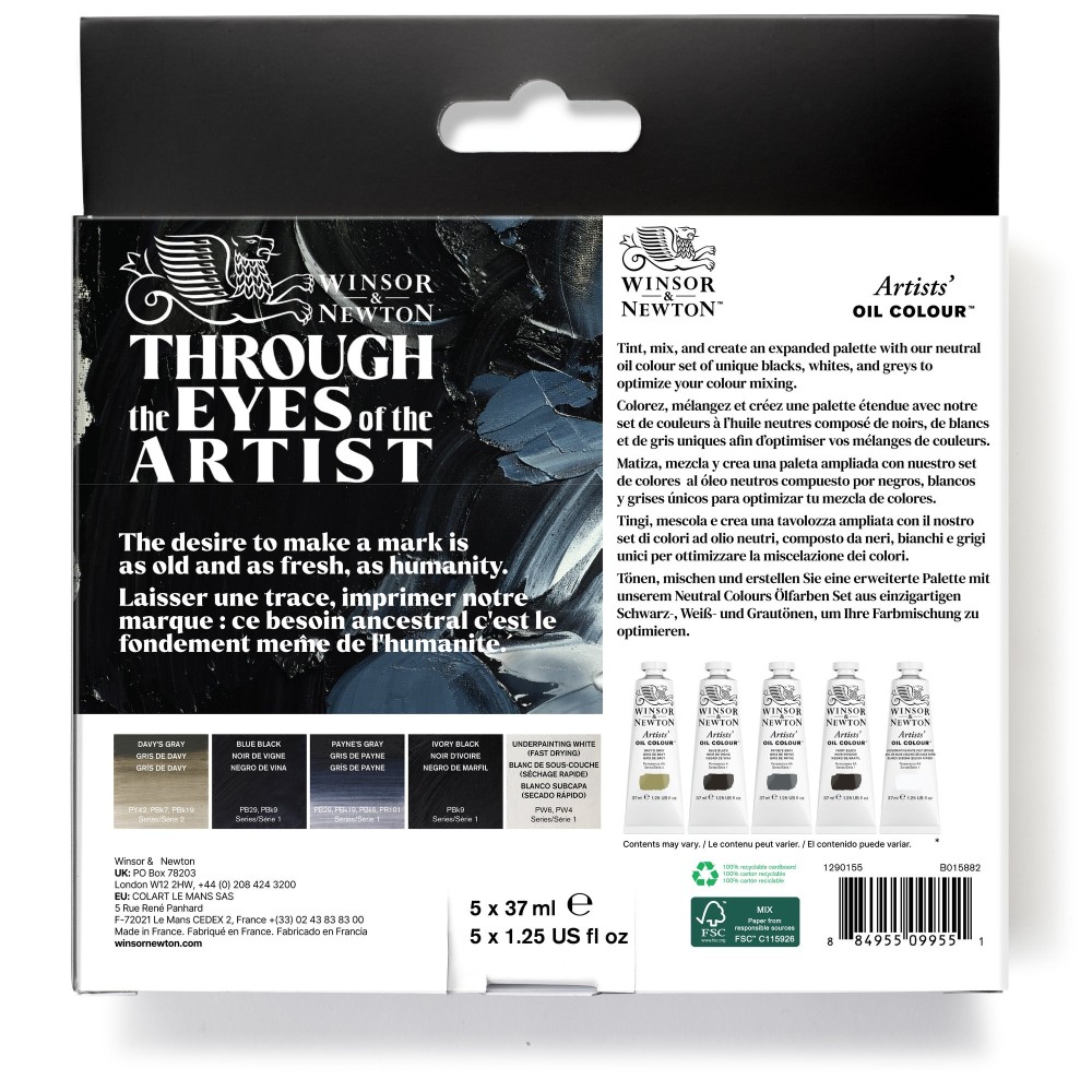 Zestaw farb olejnych Artists' Oil Colour Neutral - Winsor & Newton - 5 x 37 ml