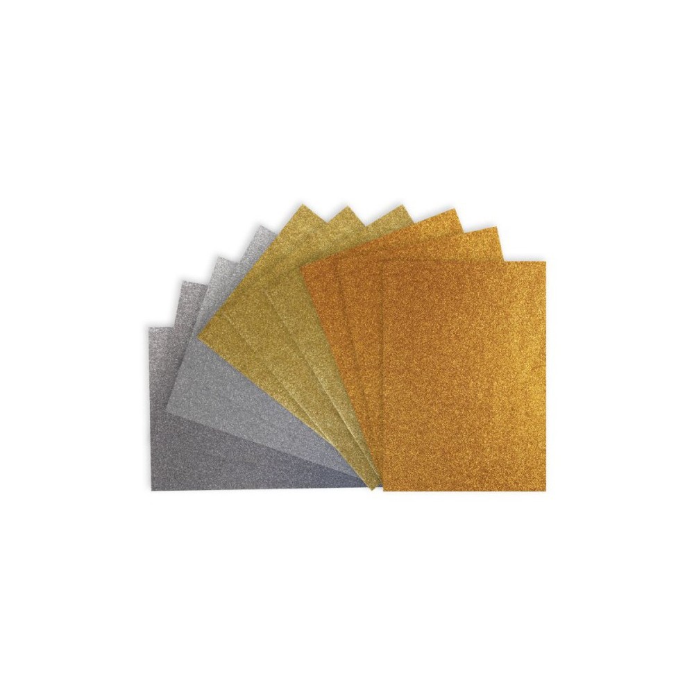 Glitter paper pad A4 - Happy Color - silver & gold 150 g 10 sheets
