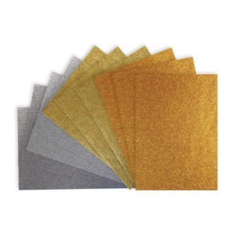 Glitter paper pad A4 - Happy Color - silver & gold 150 g 10 sheets