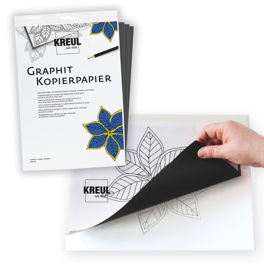 Papier kopiujący na szkło porcelanę metal A4 - Kreul - grafitowy 10 ark.