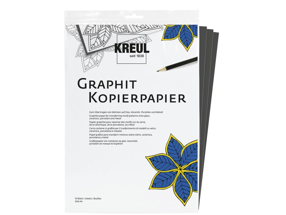 Papier kopiujący na szkło porcelanę metal A4 - Kreul - grafitowy 10 ark.