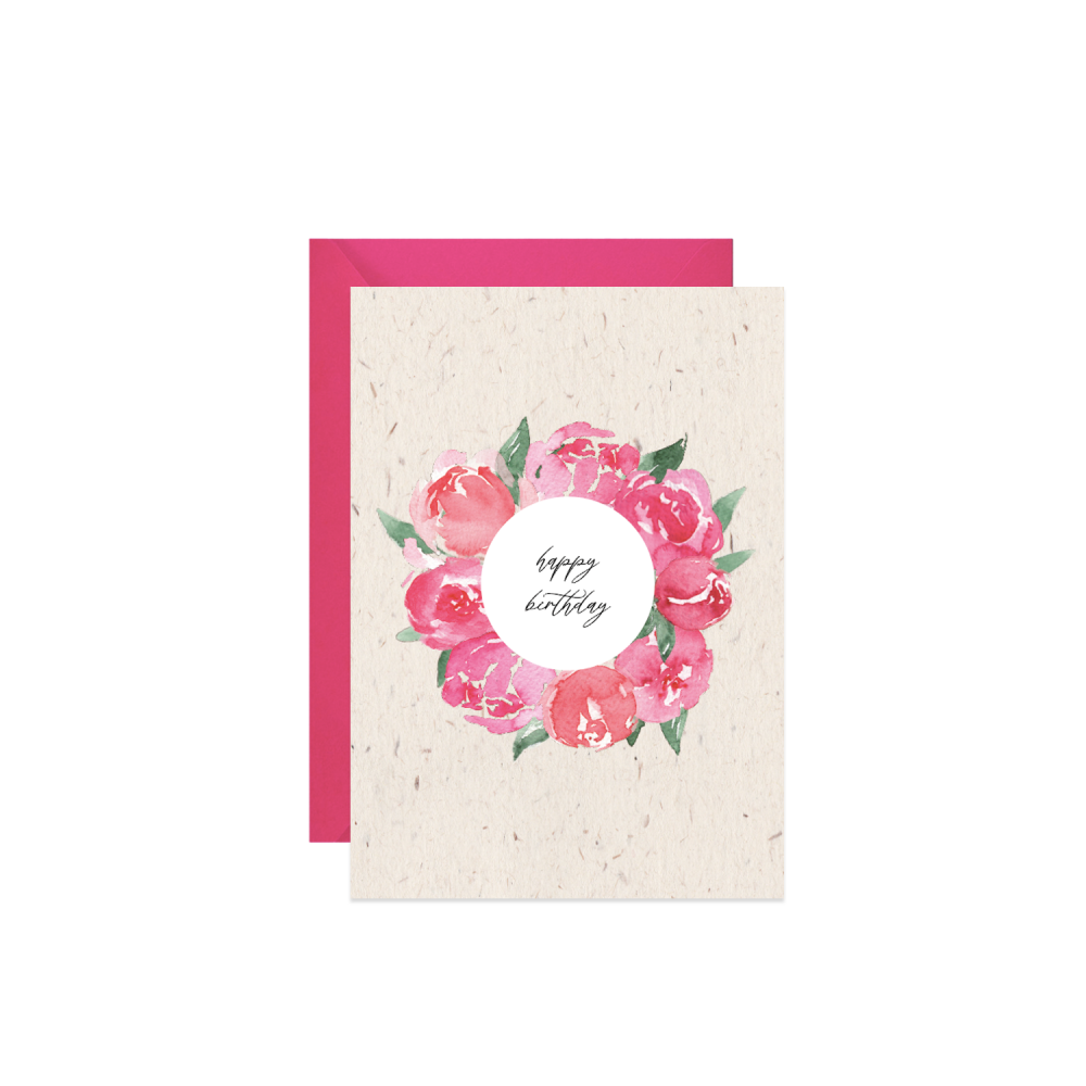 Greeting card - Paperwords - Wreath of peonies A6