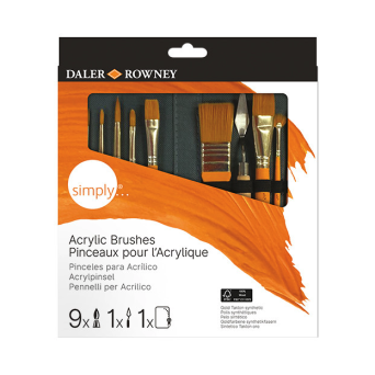 Zestaw pędzli i akcesoriów Acrylic Gold Taklon - Daler Rowney - 10 szt.
