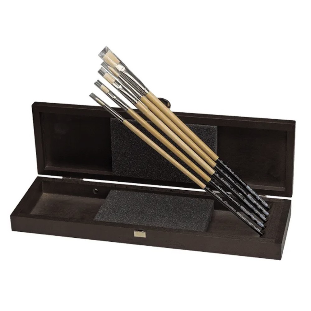 Set of Chuneo synthetic brushes in wooden case - Da Vinci - 5 pcs.
