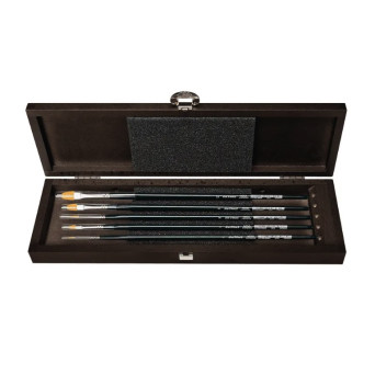 Set of Nova synthetic brushes in wooden case - Da Vinci - 5 pcs.