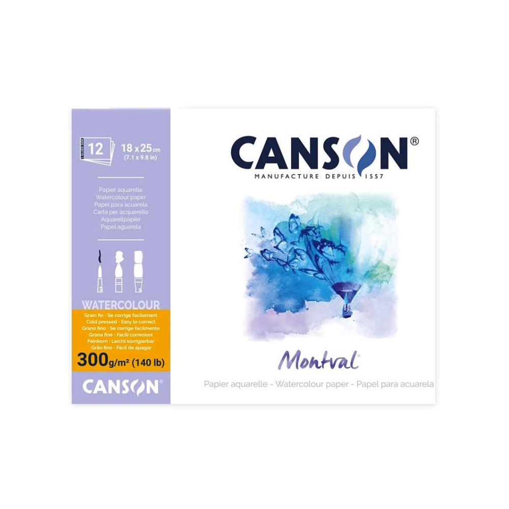 Blok do akwareli Montval 18 x 25 cm - Canson - 300 g 12 ark.