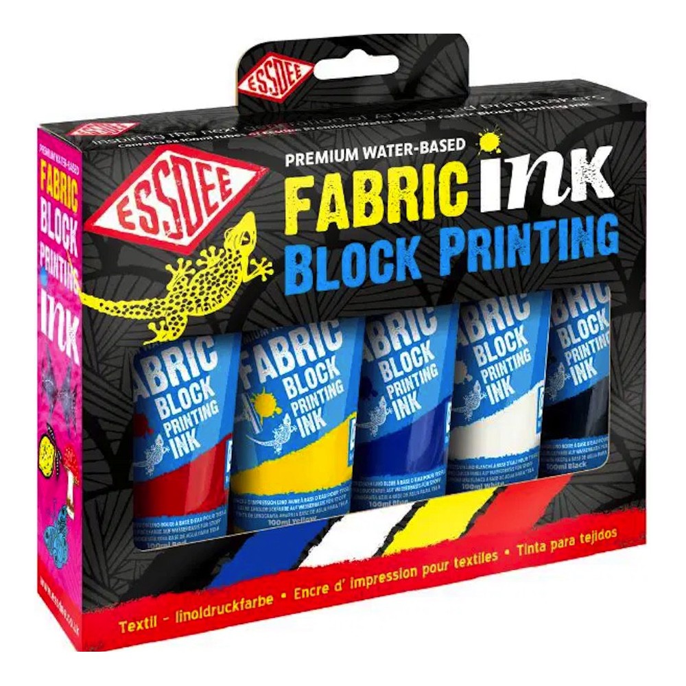 Zestaw farb tuszów do linorytu Fabric Printing Ink - Essdee - 5 x 100 ml