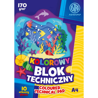 Coloured Technical Pad A4 - Astra - 170 g/m2 10 sheets
