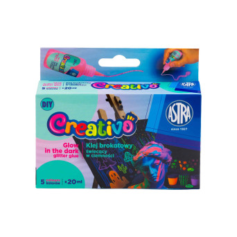 Set of glow in the dark glitter glues Creativo - Astra - 5 x 20 ml