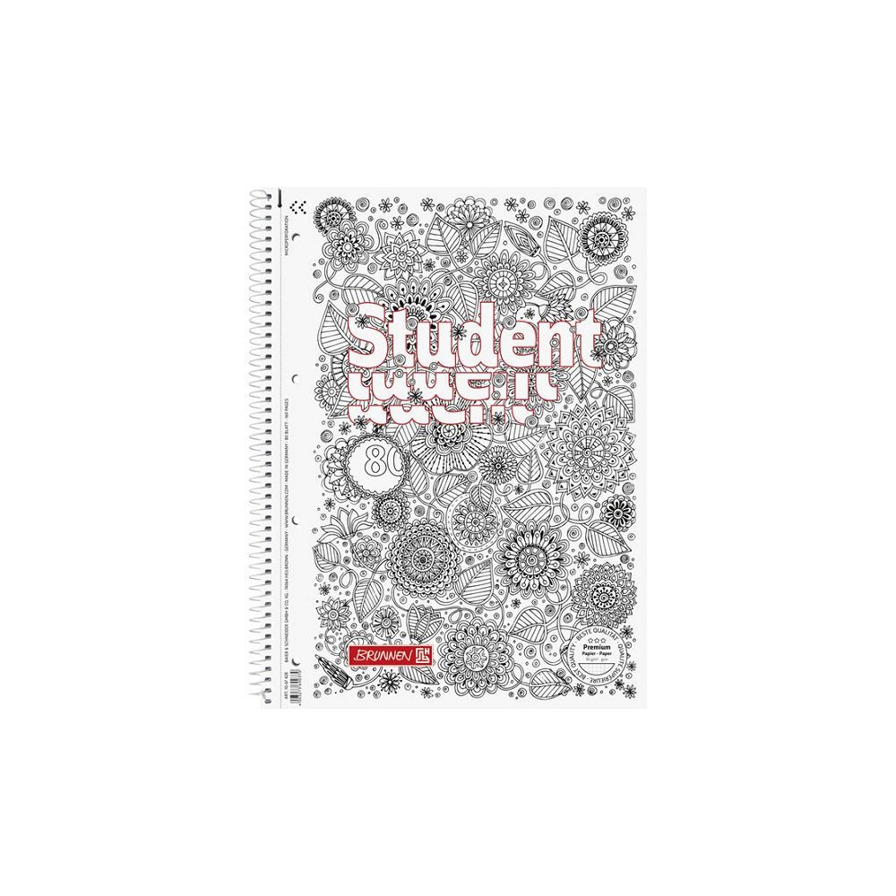 Spiral squared notebook Student Flowers A4 - Brunnen - 90 g/m2 80 sheets