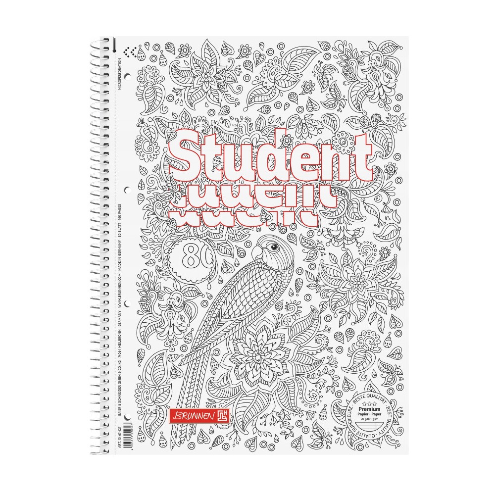 Kołozeszyt w linie Student Papuga A4 - Brunnen - 90 g/m2 80 ark.
