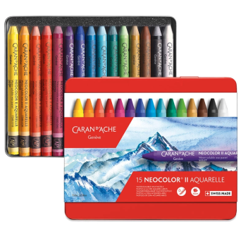 Set of Neocolor II watersoluble wax pencils - Caran d'Ache - 15 pcs.