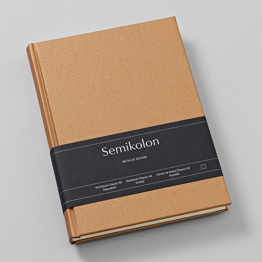 Dotted notebook Classic Metallic A5 - Semikolon - Urban Bronze