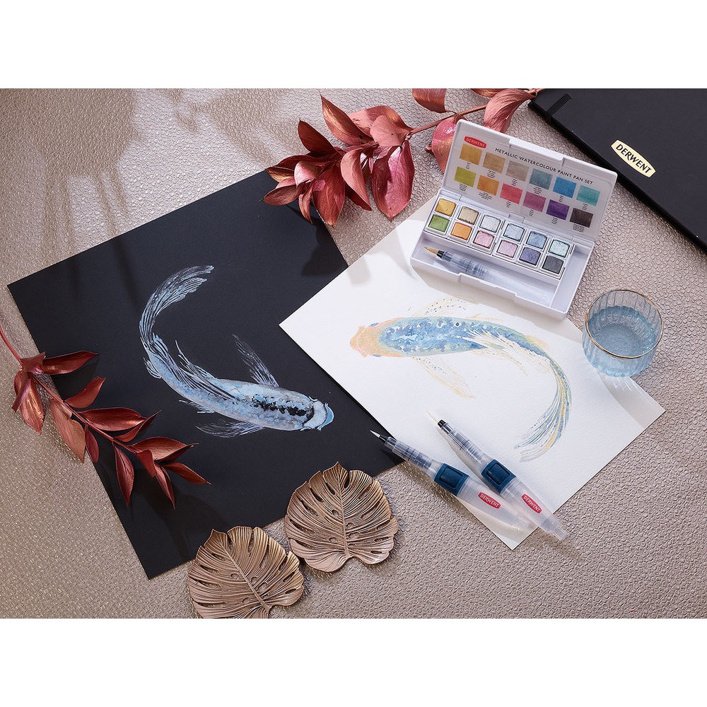 Metallic Watercolor Paint Pan Set - Derwent - 12 colors