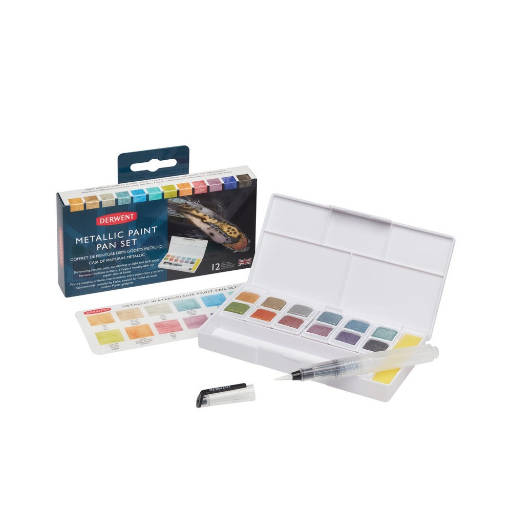 Metallic Watercolor Paint Pan Set - Derwent - 12 colors