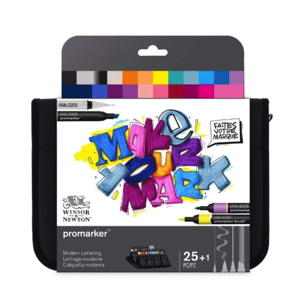 Promarker Modern Lettering set in case - Winsor & Newton - 25 pcs.