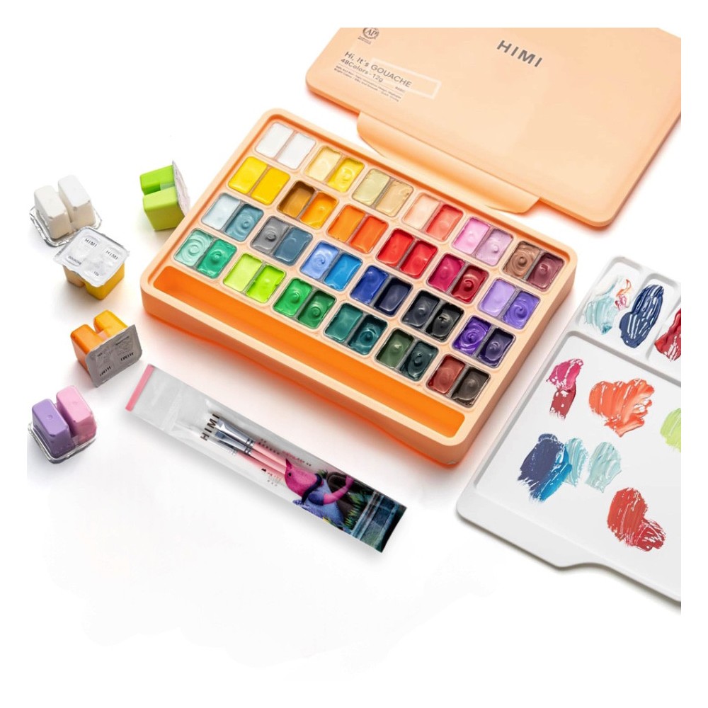 Set of Twin Cup Gouache paints with brushes - HIMI - Peach Fuzz 48 pcs. x 12 g