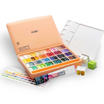 Set of Twin Cup Gouache paints with brushes - HIMI - Peach Fuzz 48 pcs. x 12 g
