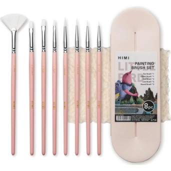 Set of synthetic Little Bird brushes - HIMI - Pink 8 pcs.