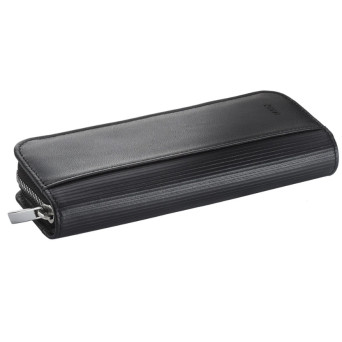 Skórzane etui podwójne na suwak A403 - Lamy - Black