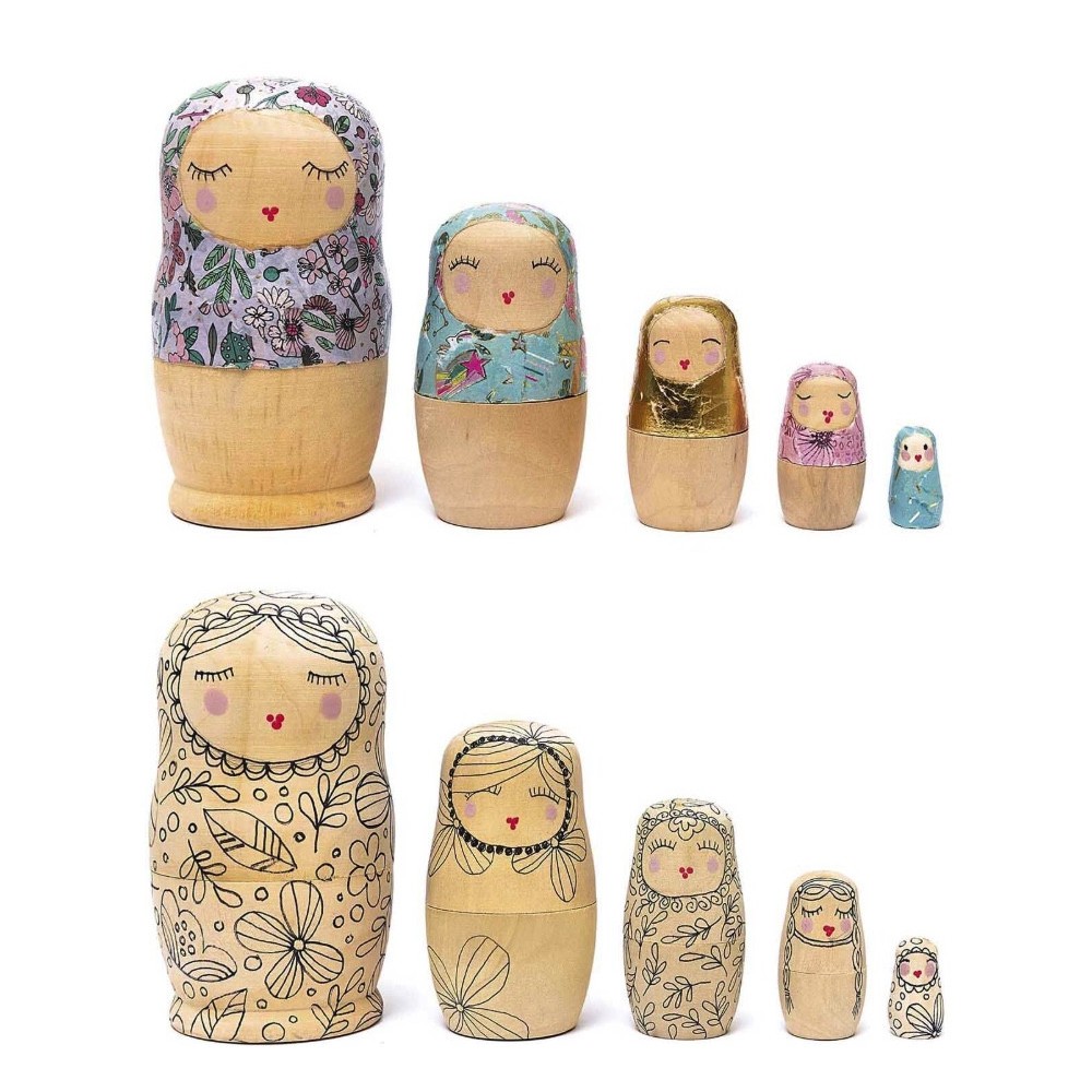 Figurki drewniane Matrioszka - Rico Design - 5 szt.