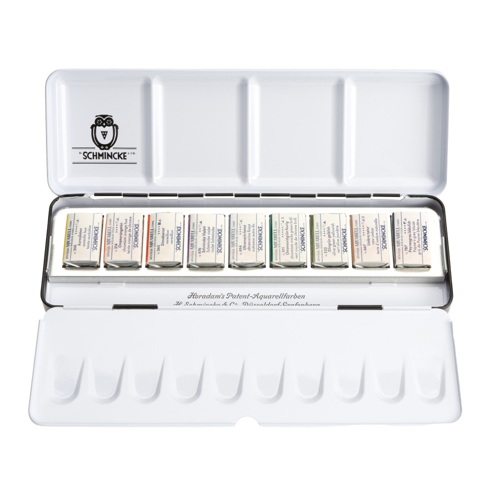 Set of Horadam Aquarell watercolor paints pans - Schmincke - 9 pcs.
