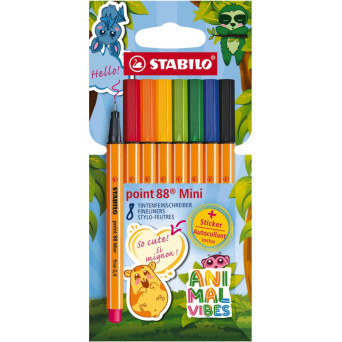 Zestaw cienkopisów Point 88 Mini Animal Vibes - Stabilo - 8 szt.