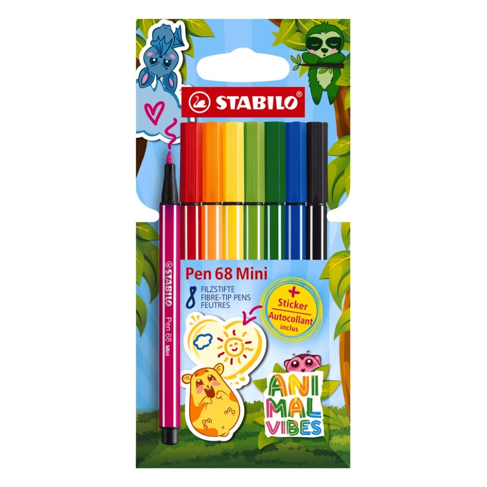 Zestaw flamastrów Pen 68 Mini Animal Vibes - Stabilo - 8 szt.