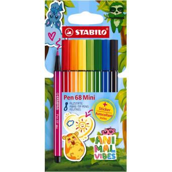Set of felt-tip pens Pen 68 Mini Animal Vibes - Stabilo - 8 pcs