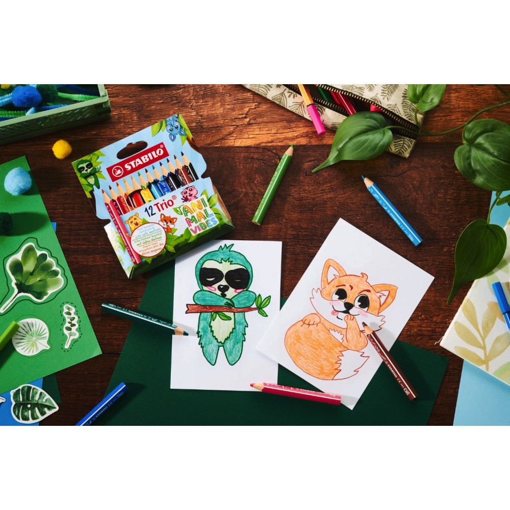 Set of Trio Animal Vibes thick coloring pencils - Stabilo - 12 pcs