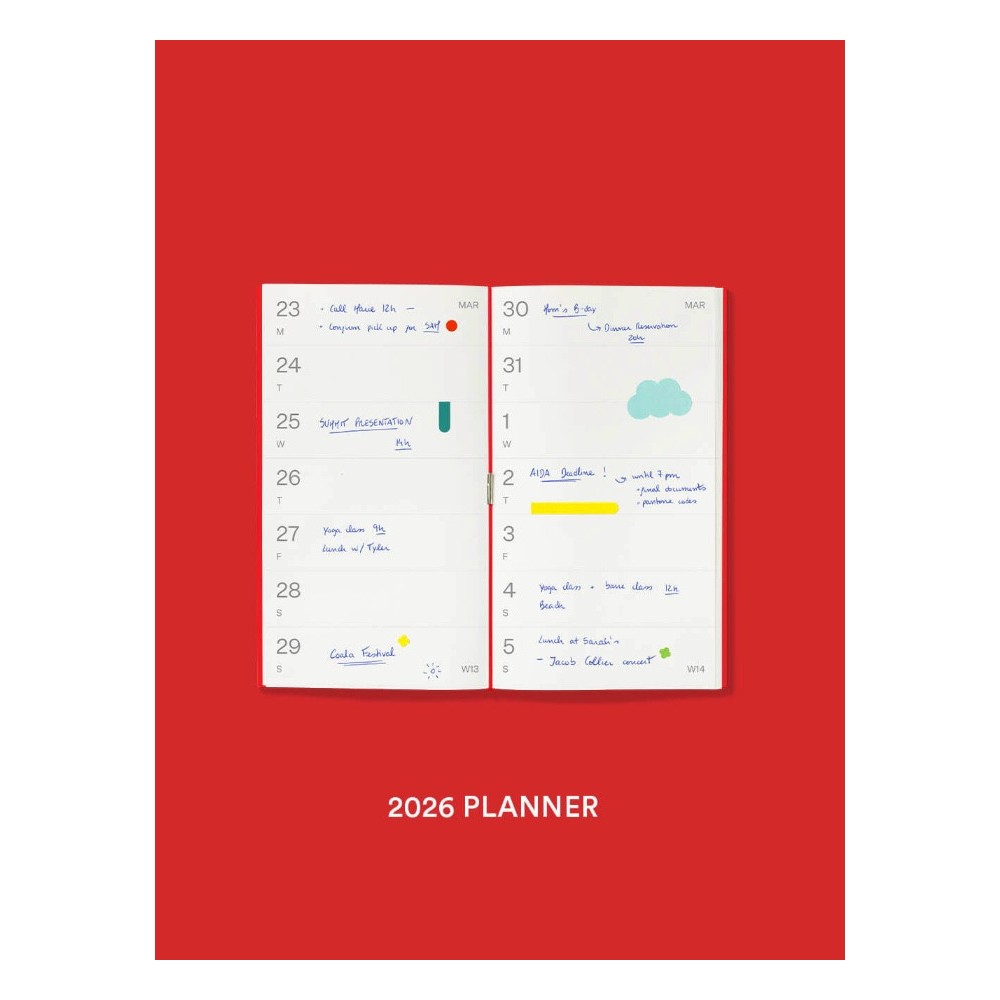 Wkład planer 2026 do notesu Log - mishmash - Red