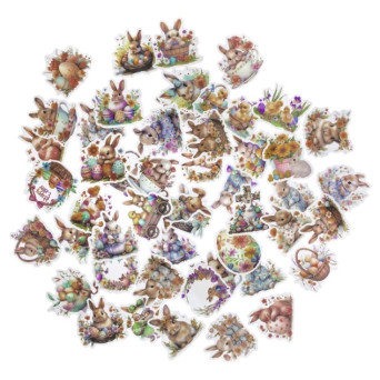 Naklejki winylowe Vintage Bunnies - DpCraft - 50 szt.