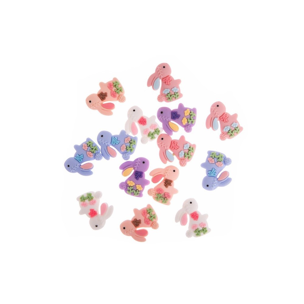 Ozdoby z żywicy 3D Floral Bunnies - DpCraft - 15 szt.