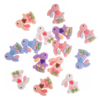 Ozdoby z żywicy 3D Floral Bunnies - DpCraft - 15 szt.