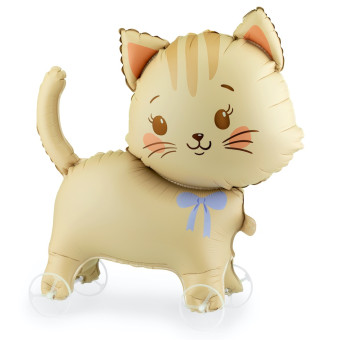 Foil balloon Cat on wheels - brown 61 x 65 cm