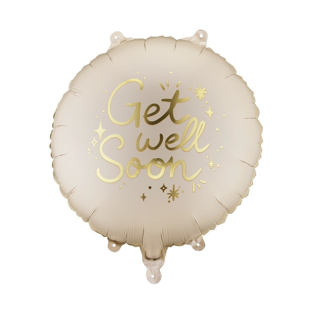 Foil balloon Get Well Soon - beige 35 cm