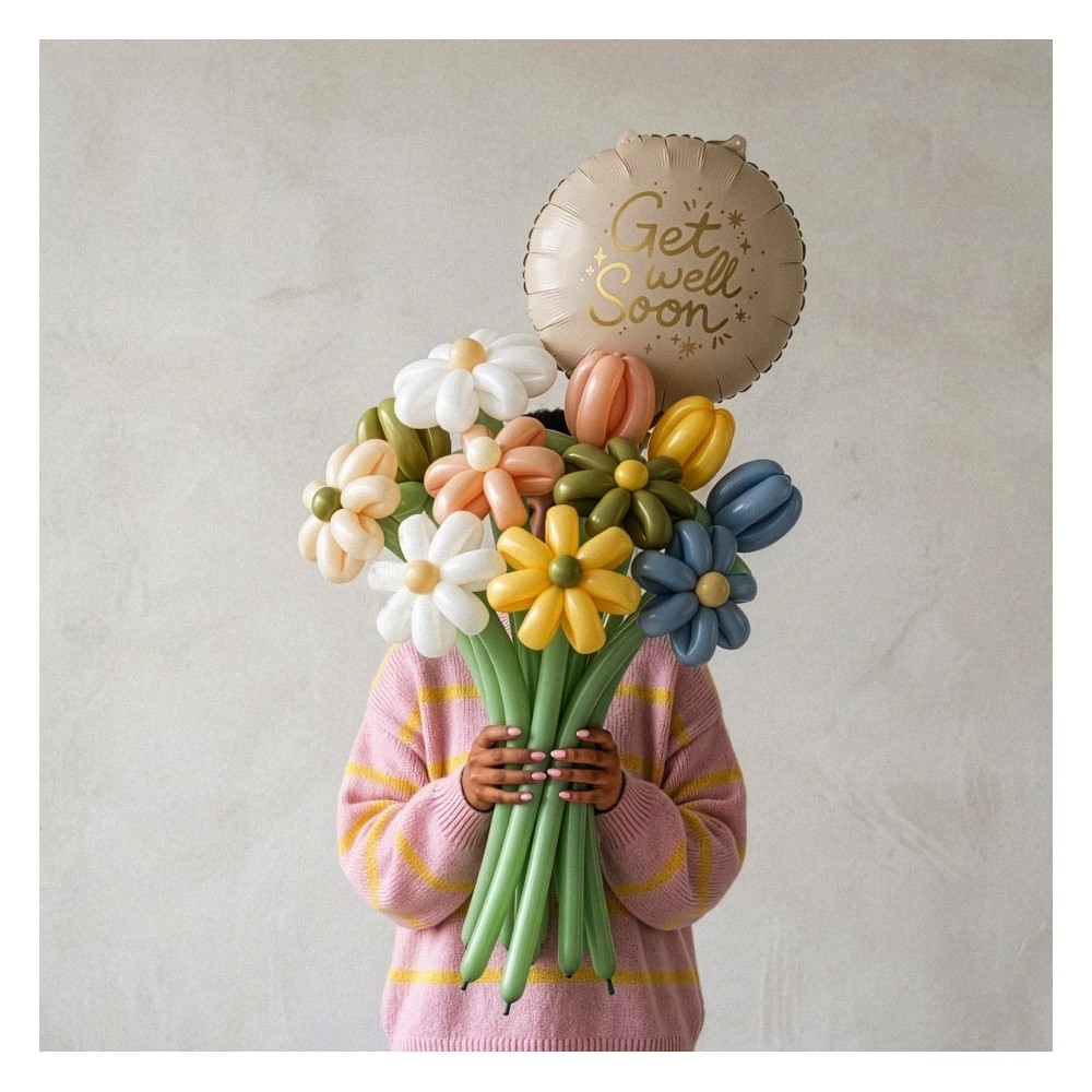 Balon foliowy Get Well Soon - beżowy 35 cm