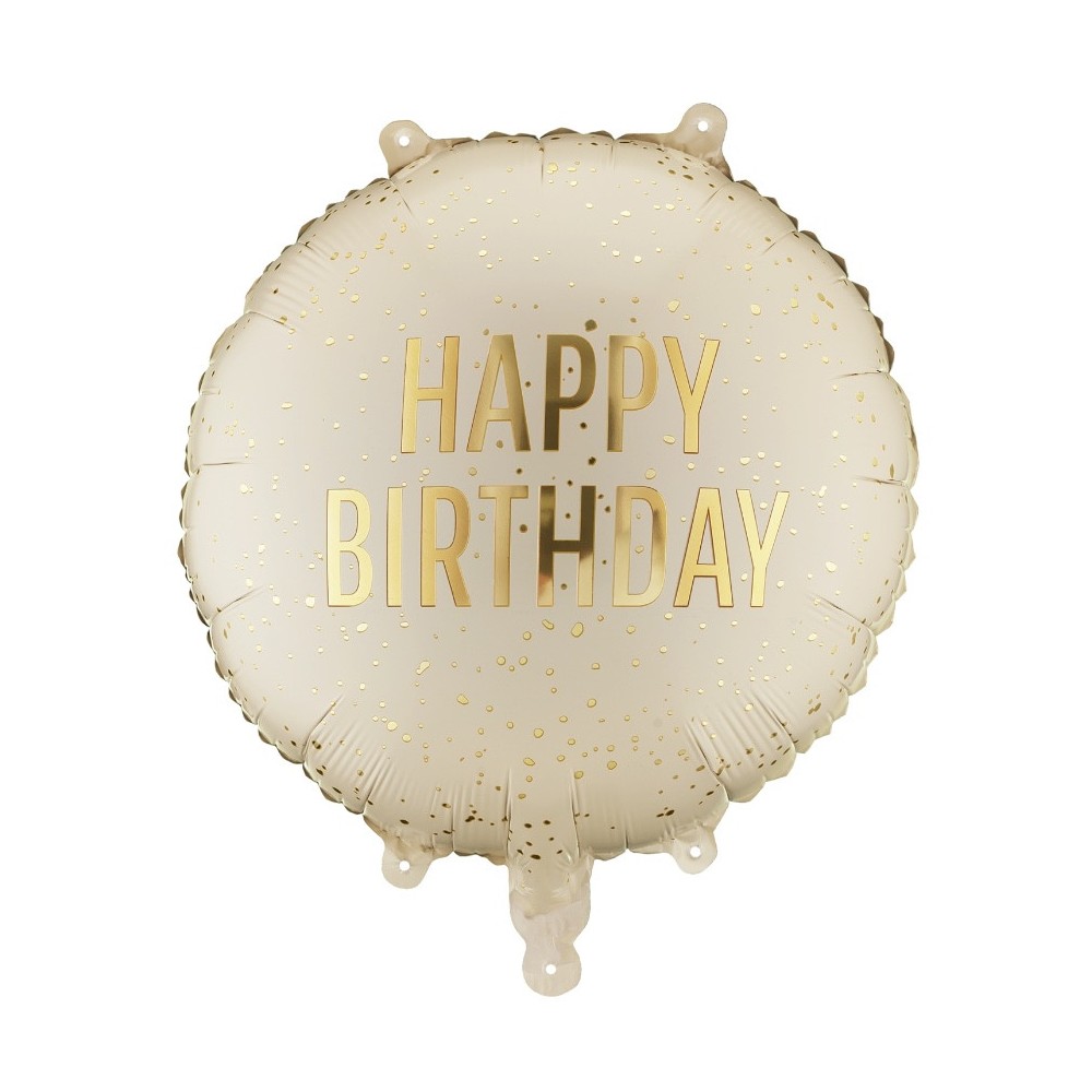 Foil balloon Happy Birthday - beige 35 cm