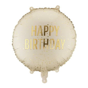 Foil balloon Happy Birthday - beige 35 cm